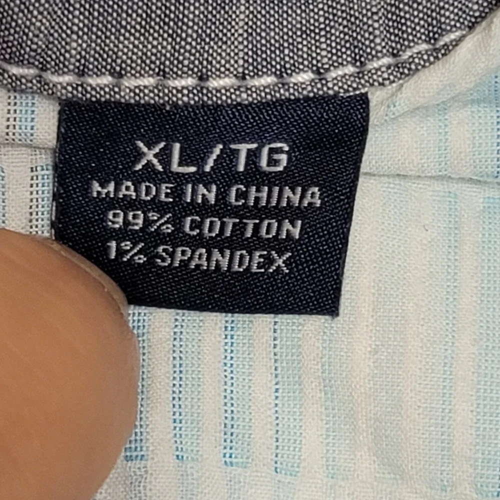Tommy Bahama Mens Shirt XL Button Up Blue Green Textured Short Sleeve